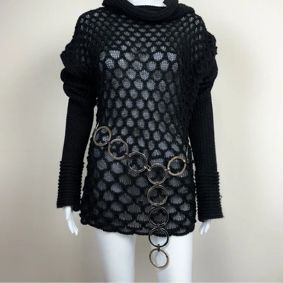 NWT St. John Silver Toned Circle Chain Link Belt Adjustable Accessory Metal - Picture 3 of 11